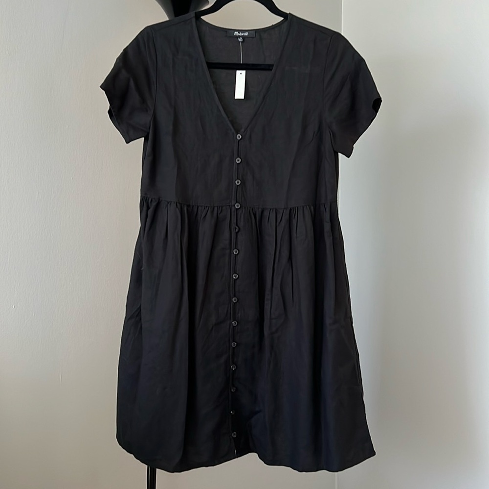 Madewell Black Linen Cotton blend sundress XS